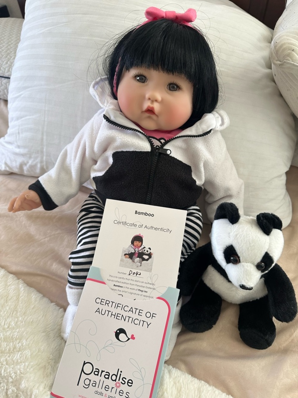 Paradise Galleries Bamboo Panda Doll - Black & White
